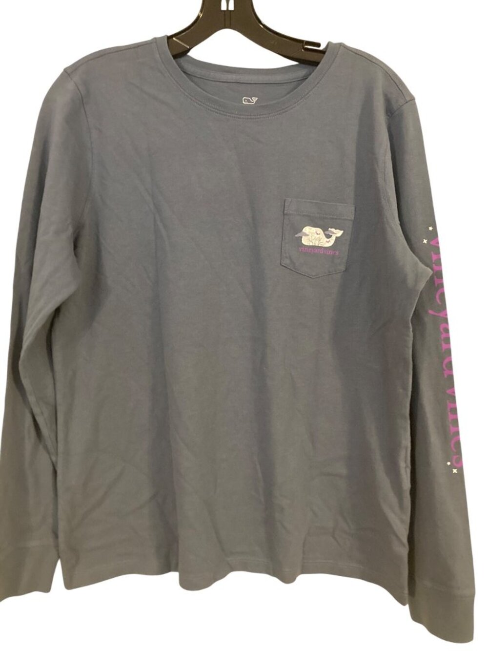 Vineyard Vines Long Sleeve Pocket Tee Halloween Whale Graphic Sz M